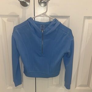 Danskin Sky Blue Cropped Half-Zip Hoodie